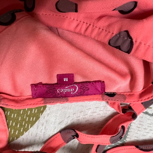 Cute Heart Patterned Pink Top with Criss cross back and ruffles - Picture 3 of 4